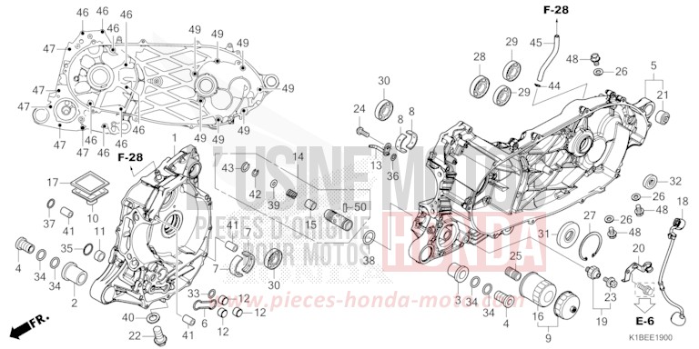 CRANKCASE for Forza 350 PEARL SIENA RED (R320) from 2023